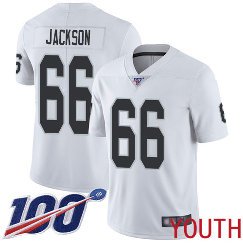 Oakland Raiders Limited White Youth Gabe Jackson Road Jersey NFL Football #66 100th Season Vapor Jersey->nfl t-shirts->Sports Accessory